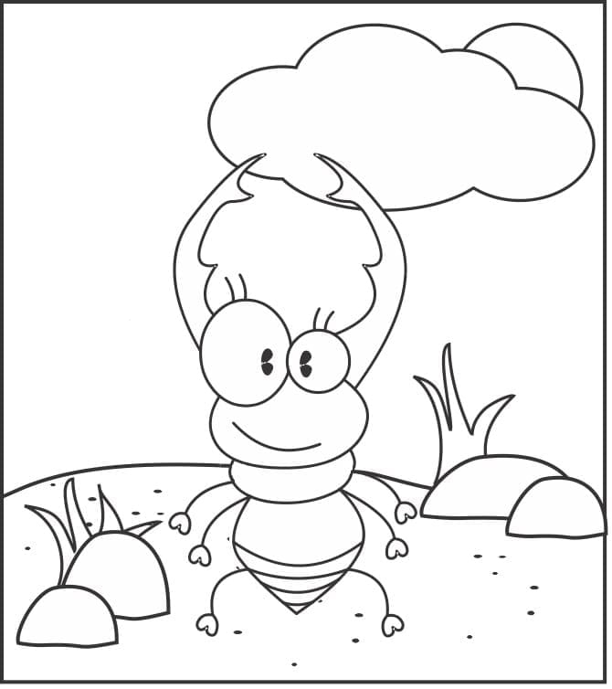 Desenho Besouro de Desenho Animado para Colorir e Pintar