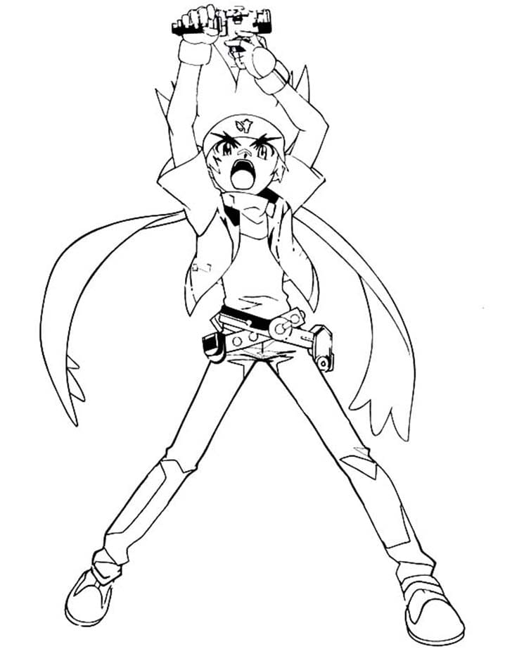 Desenho Gingka Hagane de Beyblade para Colorir e Pintar