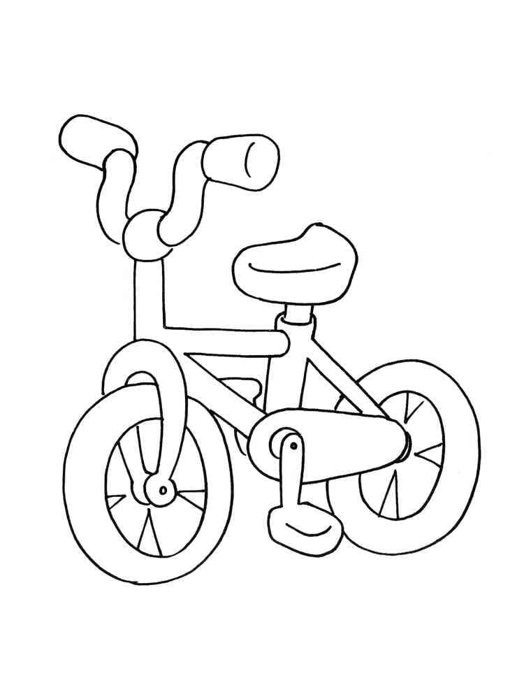 Desenho de Bicicleta Infantil Fofa para Colorir e Pintar
