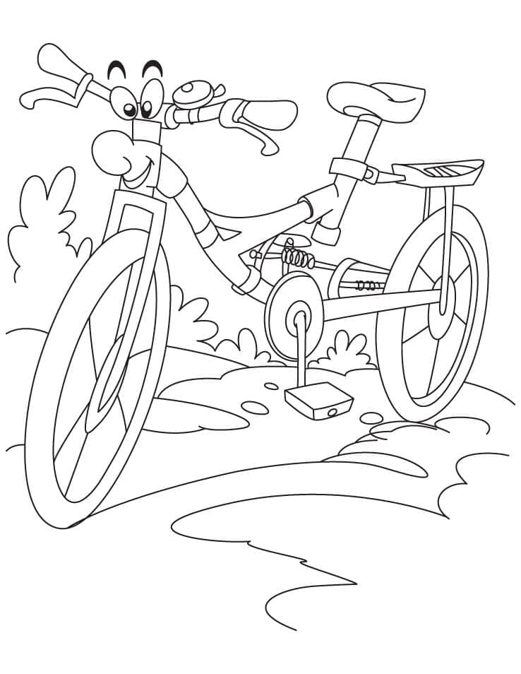 Desenho de Bicicleta de Desenho Animado para Colorir e Pintar