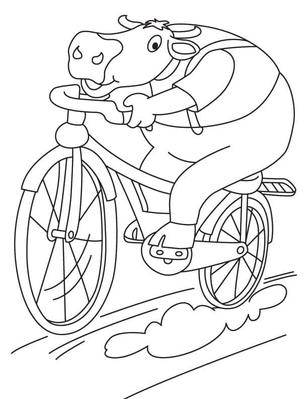 Desenho de Buffalo Anda de Bicicleta para Colorir e Pintar