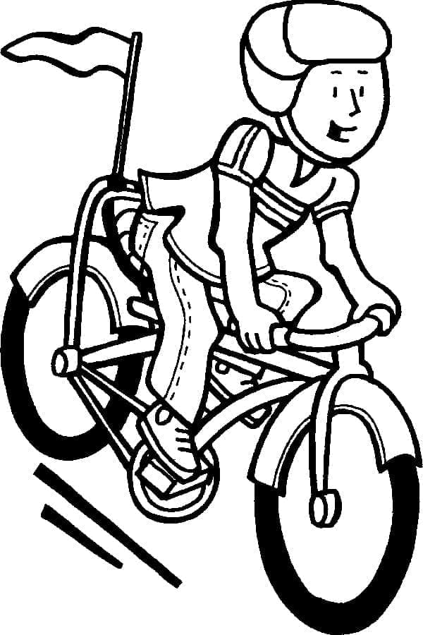 Desenho de um Menino Anda de Bicicleta para Colorir e Pintar