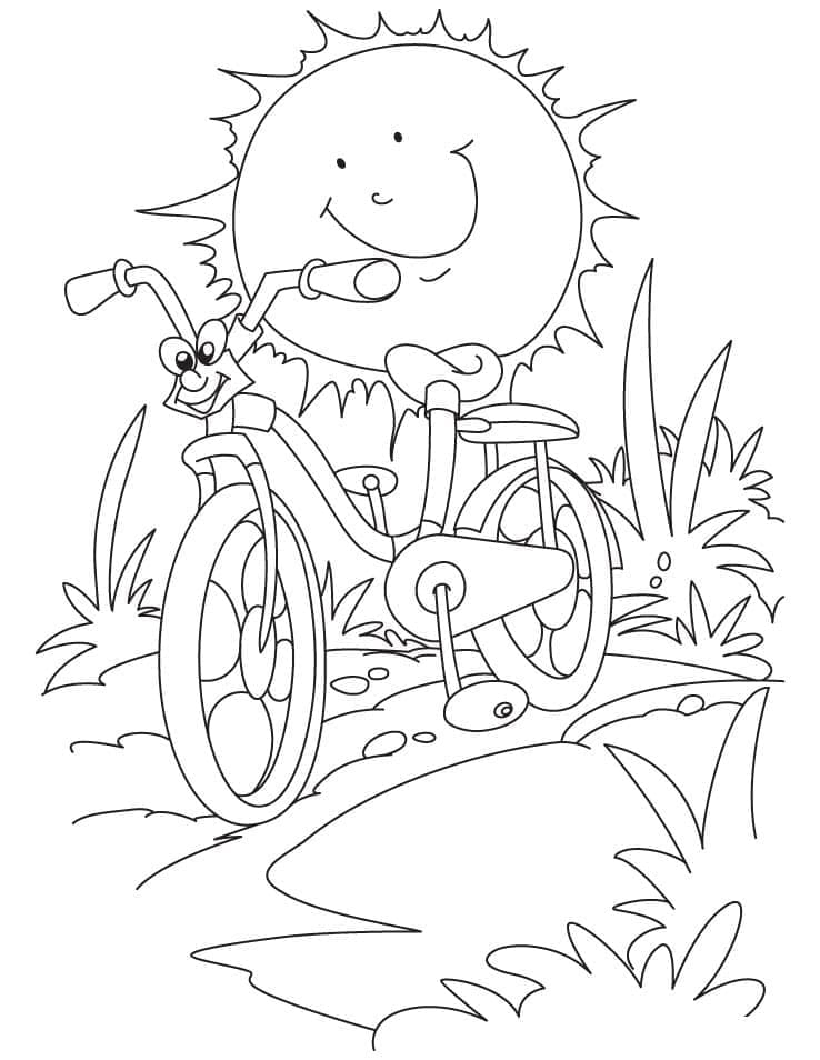 Desenho de uma Bicicleta de Desenho Animado para Colorir e Pintar