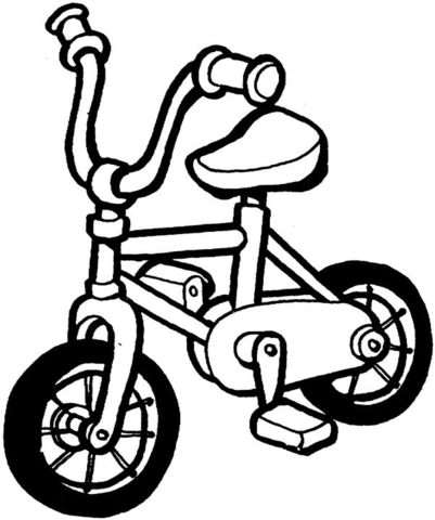 Desenho de Bicicleta Pequena Grátis para Colorir e Pintar