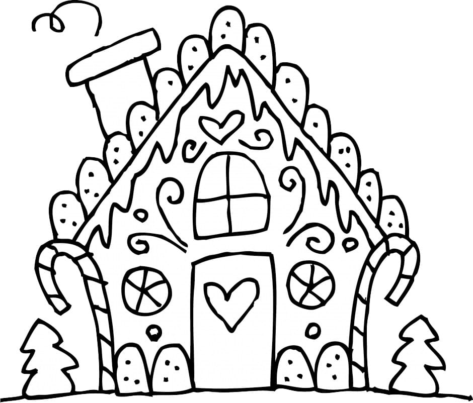 Desenho de Bela Casa de Gengibre para Colorir