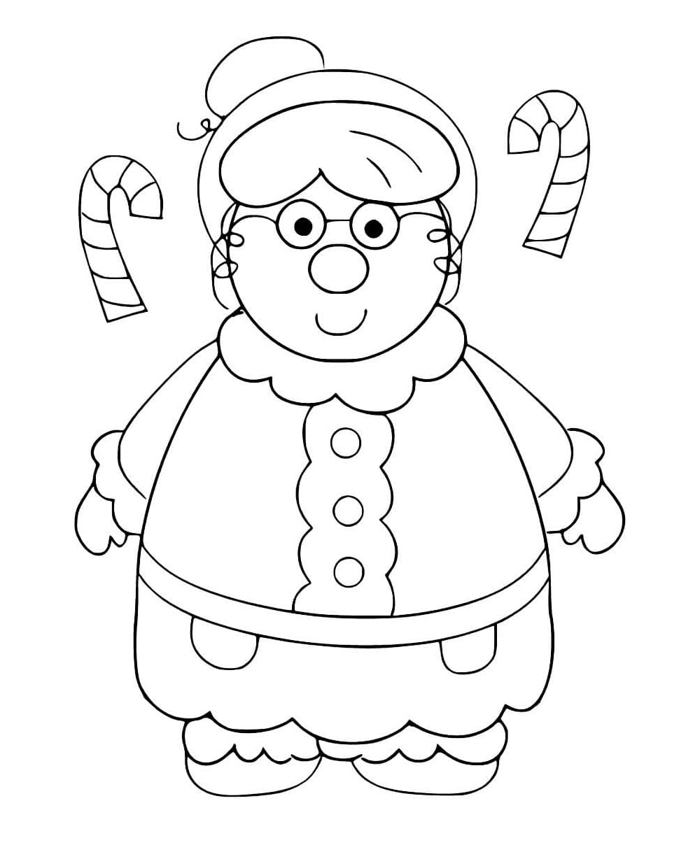 Desenho de Feliz Mamãe Noel para Colorir