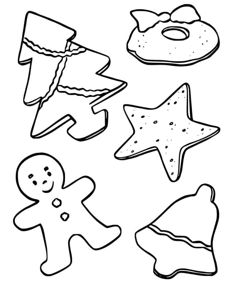Desenho de Biscoitos de Natal Adoráveis para Colorir