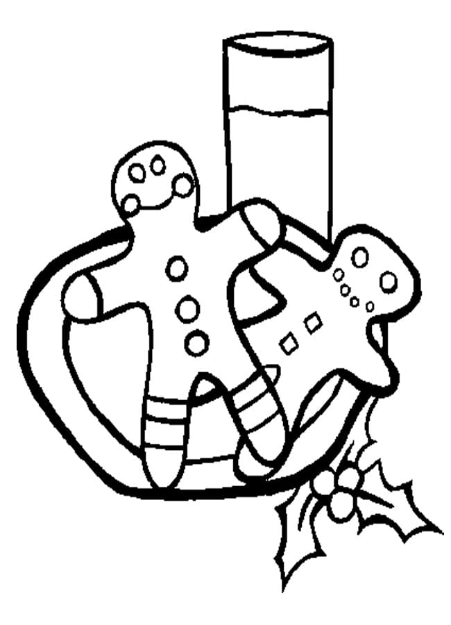 Desenho de Biscoitos de Natal e Leite para Colorir