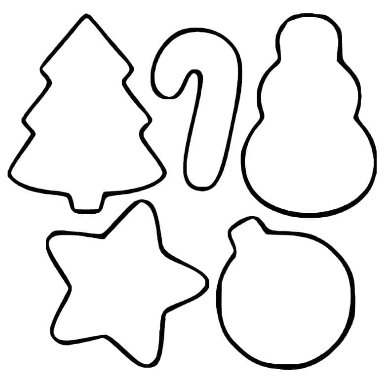 Desenho de Biscoitos de Natal Fáceis para Colorir