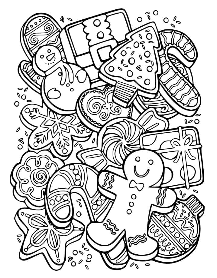 Desenho de Biscoitos de Natal Grátis para Colorir