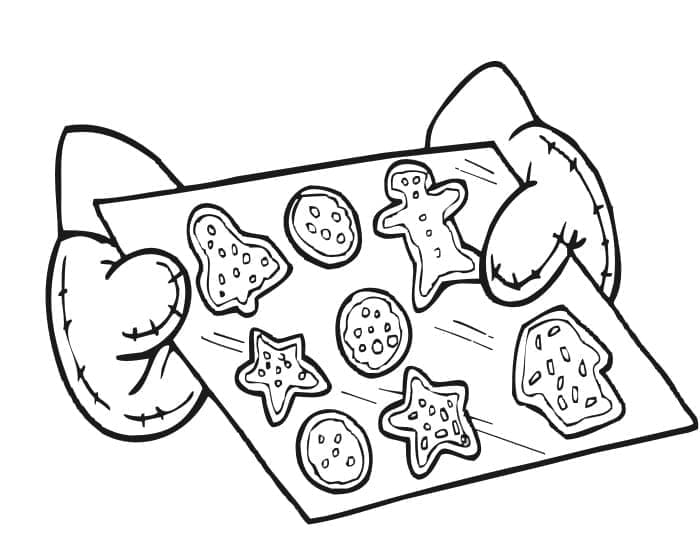 Desenho de Fazendo Biscoitos de Natal para Colorir