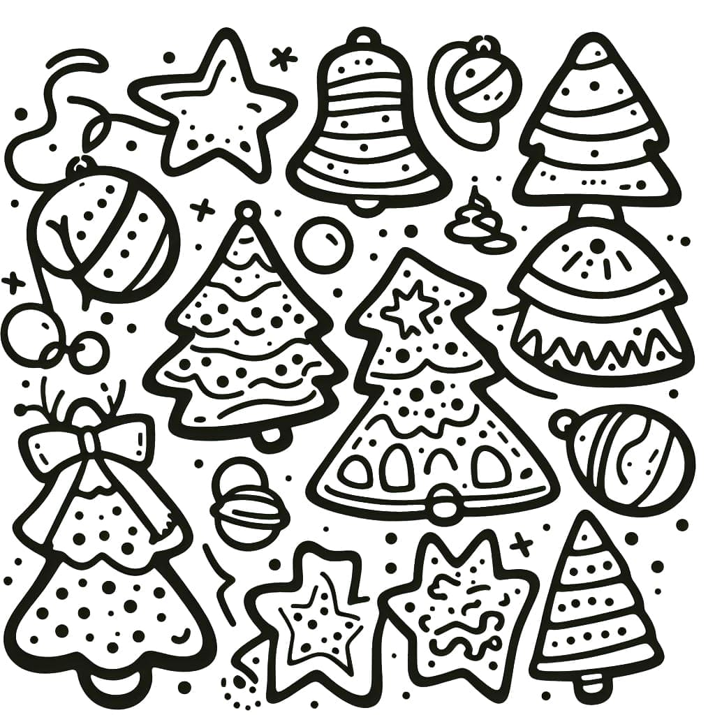 Desenho de Muitos Biscoitos de Natal para Colorir