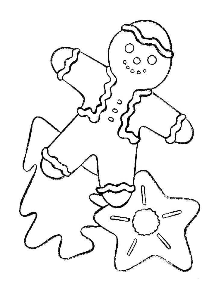 Desenho de Três Biscoitos de Natal para Colorir