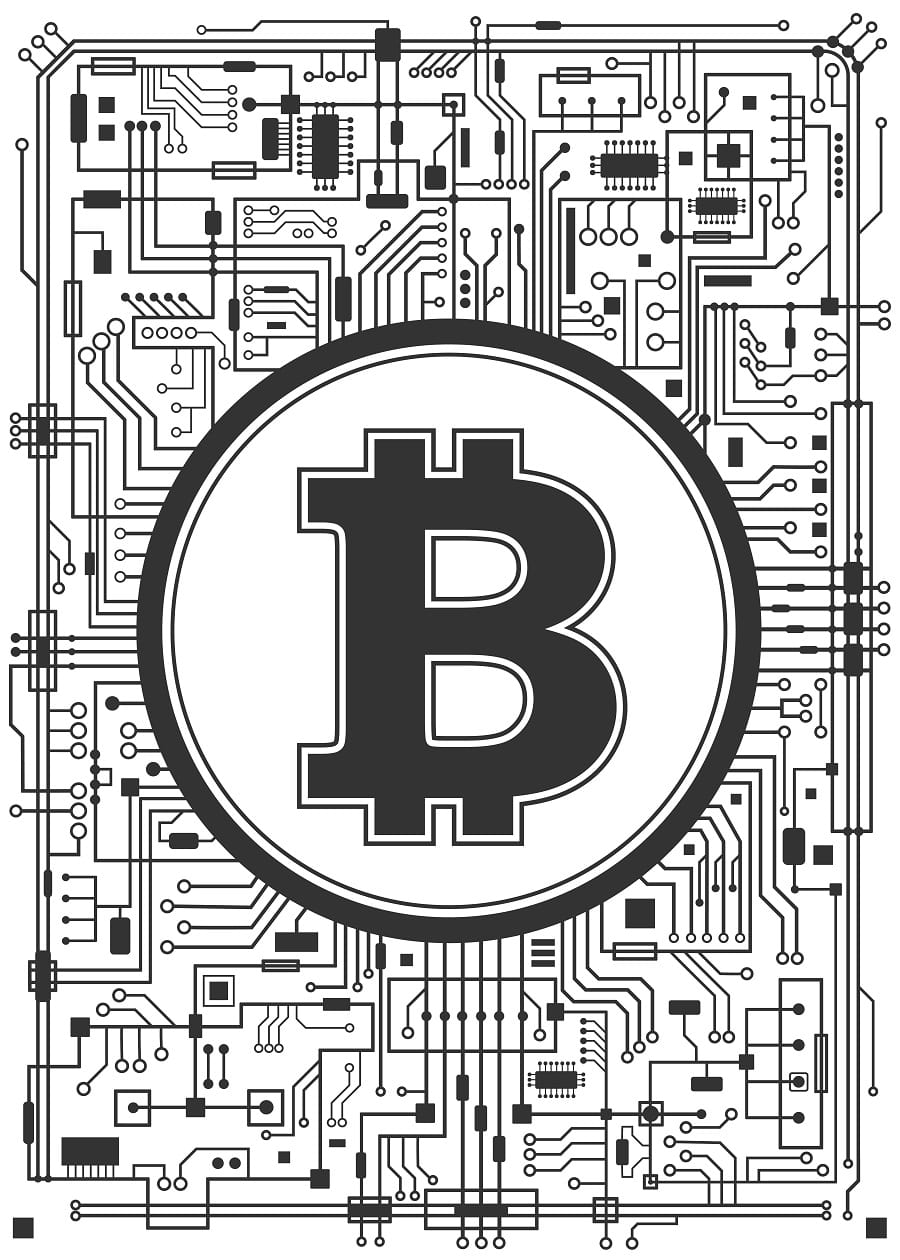 Desenho de Bitcoin Grátis para Colorir e Pintar