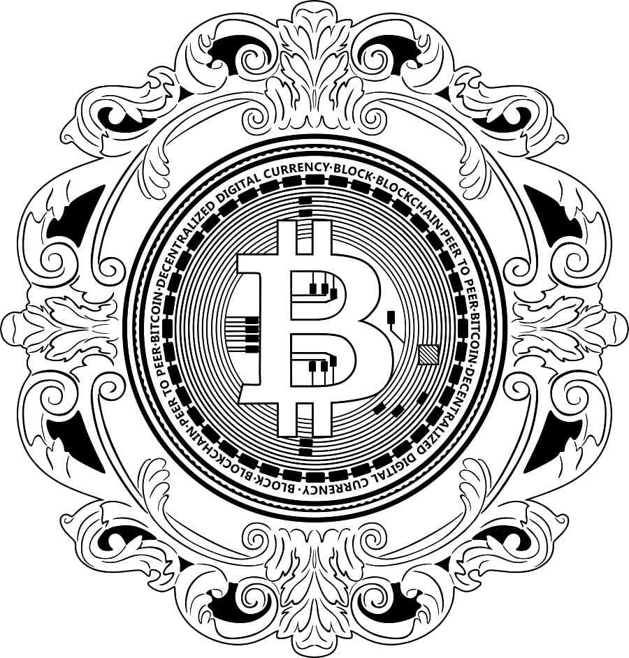 Desenho de Bitcoin Grátis para Imprimir e Colorir e Pintar