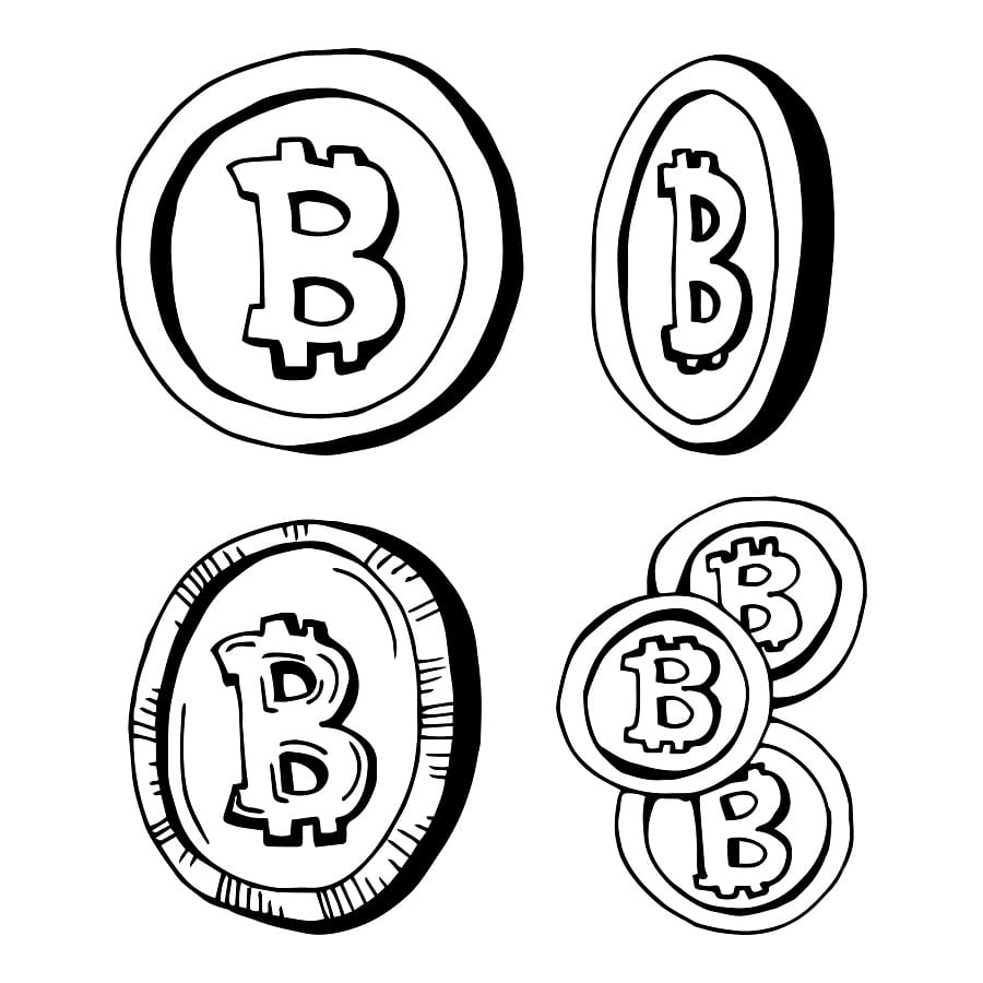 Desenho de Bitcoin Imprimivel para Imprimir e Colorir e Pintar