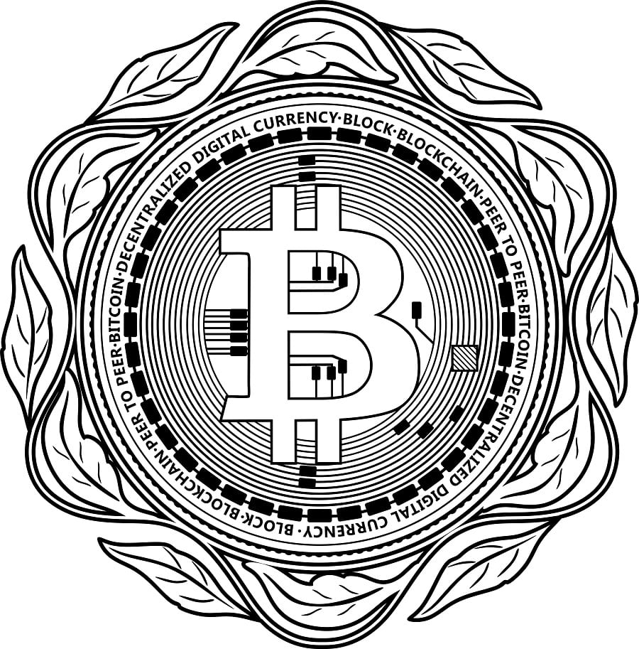 Desenho de Bitcoin para Colorir Imprimivel e Pintar