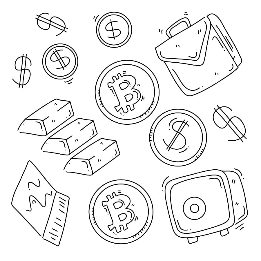 Desenho de Bitcoin Pdf para Colorir e Pintar