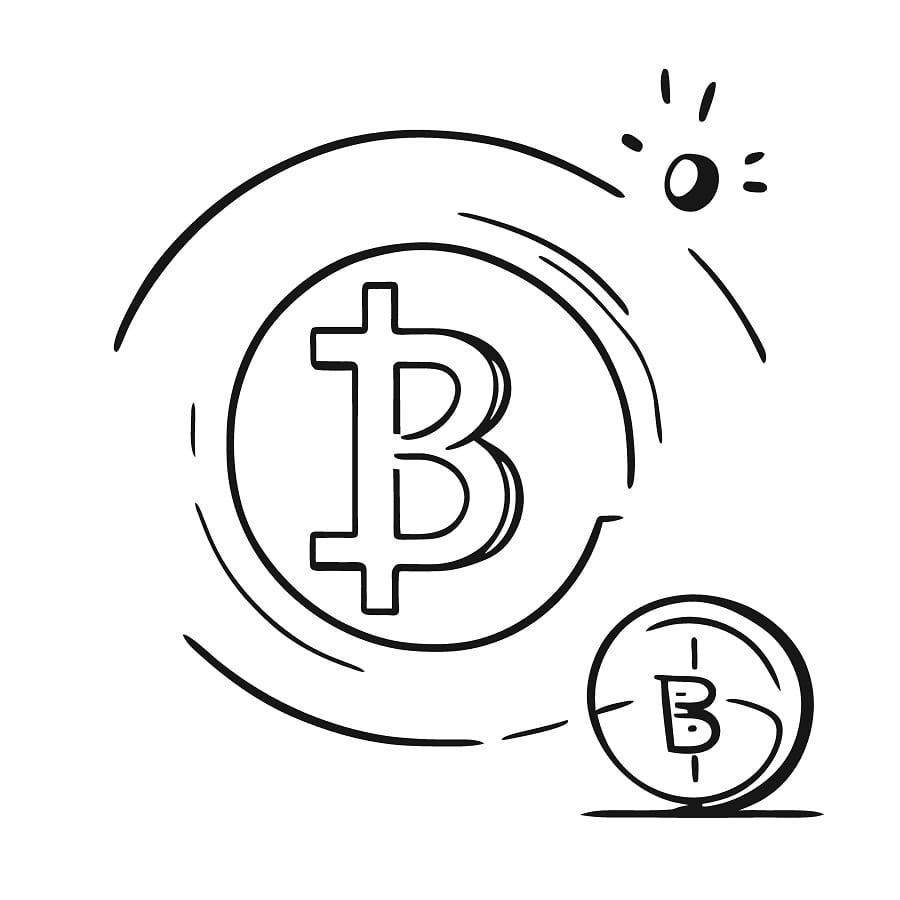 Desenho de Criptomoeda Bitcoin Grátis para Colorir e Pintar