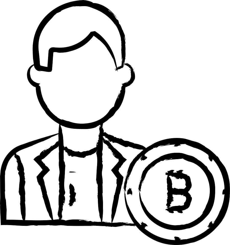 Desenho de Criptomoeda Bitcoin Imprimivel para Colorir e Pintar