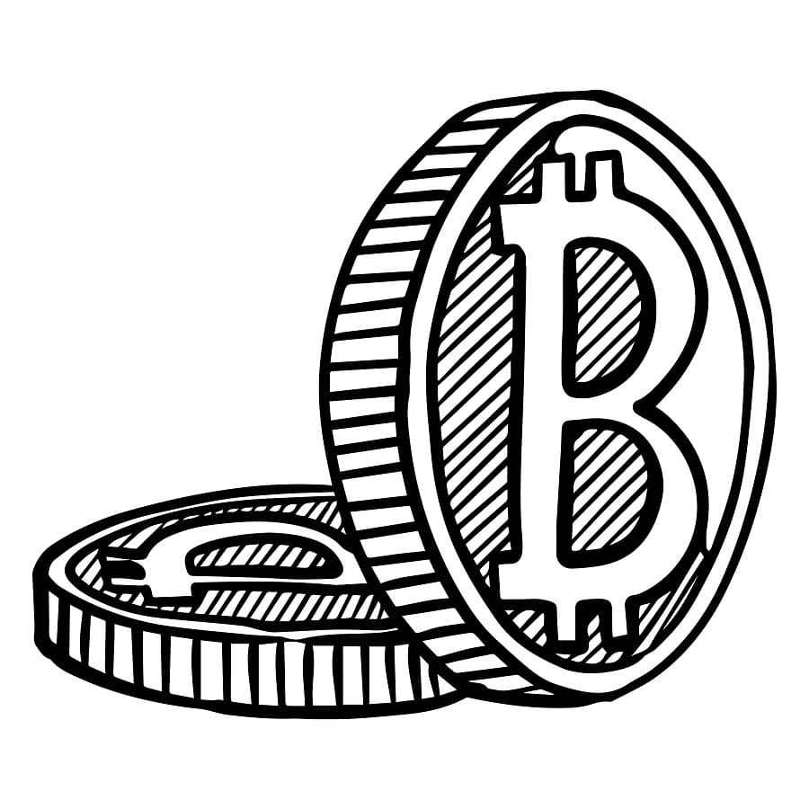 Desenho de Criptomoeda Bitcoin Pdf para Colorir Grátis e Pintar