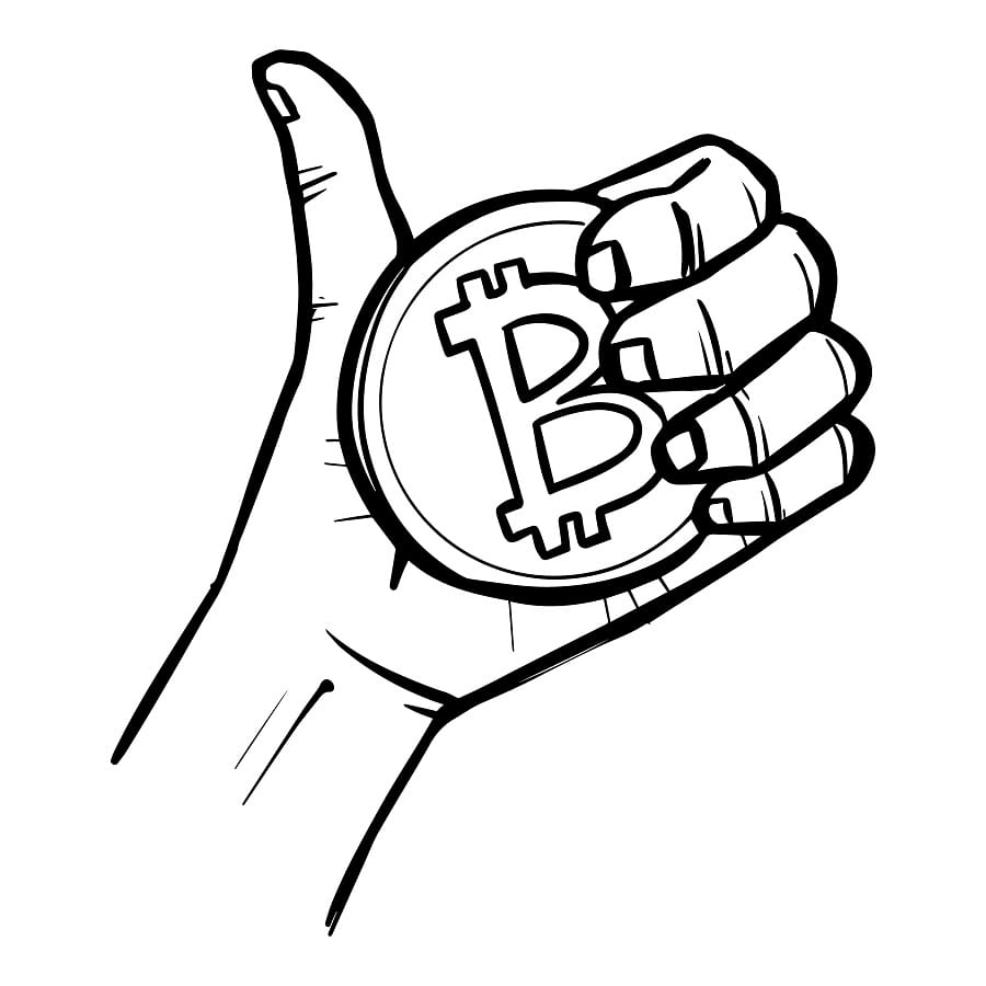 Desenho de Dinheiro Bitcoin Imprimivel Pdf para Colorir e Pintar