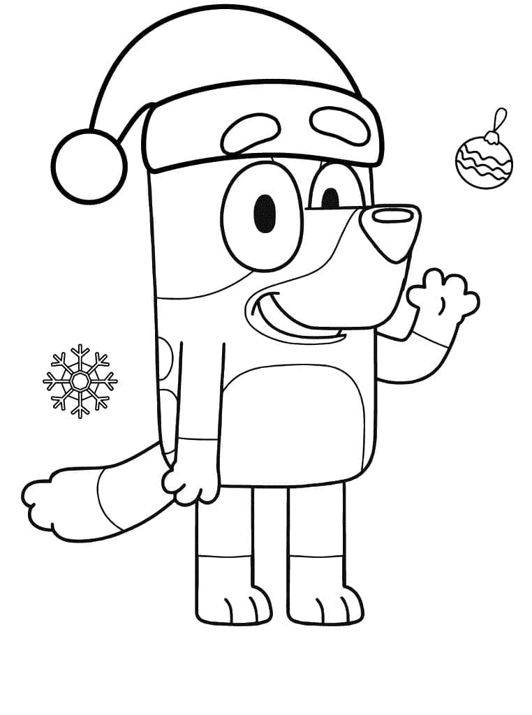 Desenho de Bluey no Natal para Colorir e Pintar