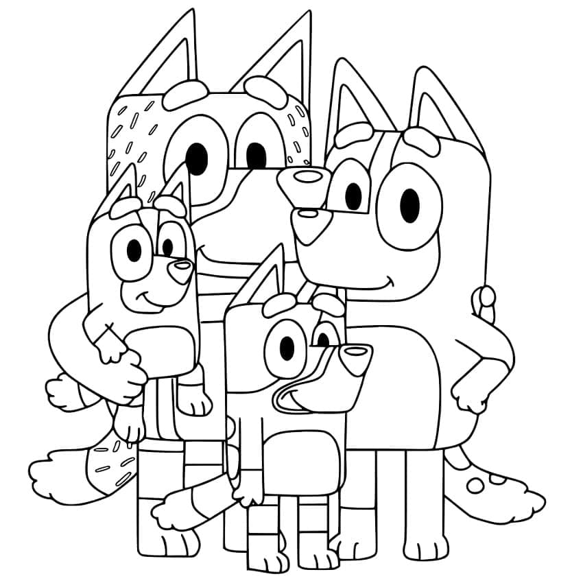 Desenho Família de Bluey para Colorir e Pintar