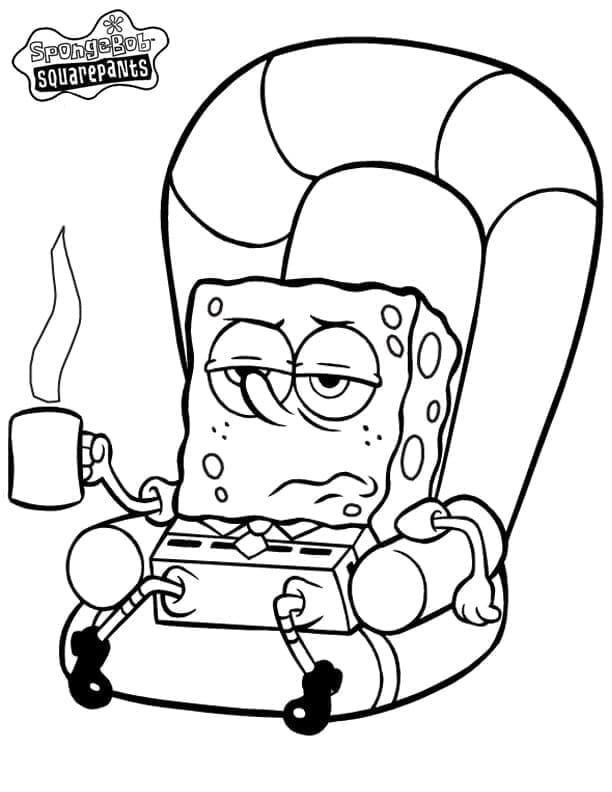 Desenho de Bob Esponja Cansado para Colorir