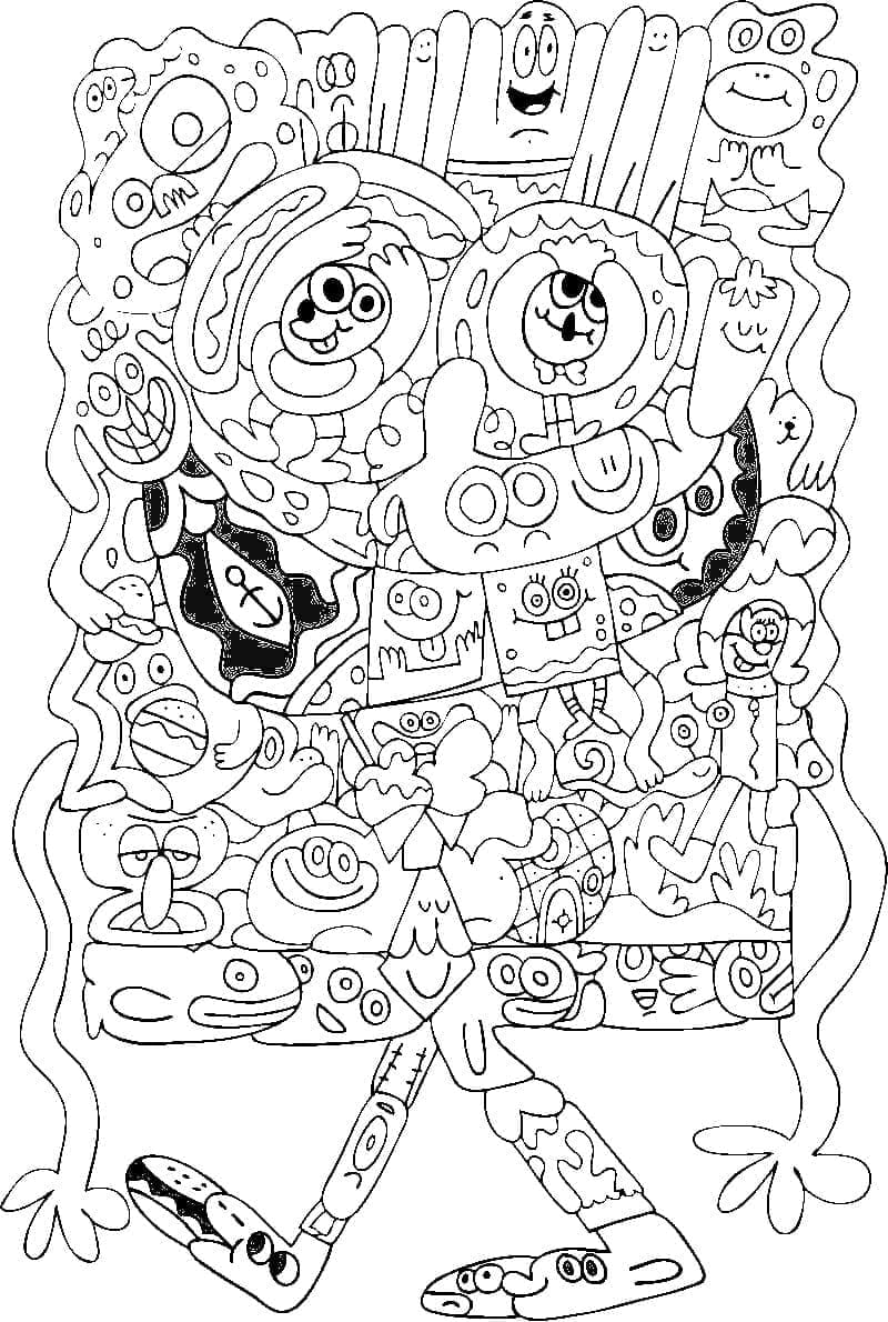 Desenho de Bob Esponja para Adultos para Colorir