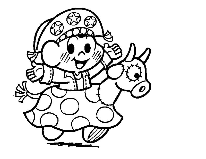 Desenho da Turma da Monica com Boi Bumbá para Colorir e Imprimir