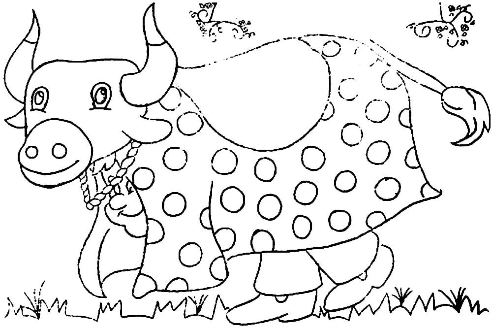 Desenho de um Boi Bumbá para Colorir Fácil com Lápis de Cor
