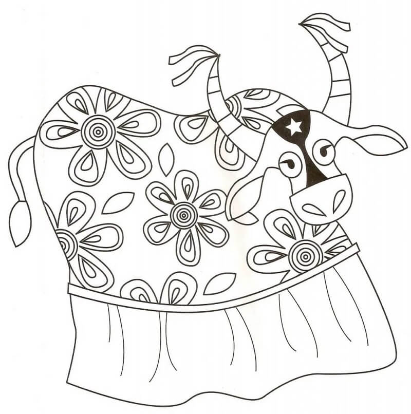 Desenho de um Bumbá Meu Boi para Crianças para Colorir