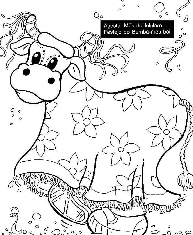 Desenho do Bumbá Meu Boi para Baixar e Colorir