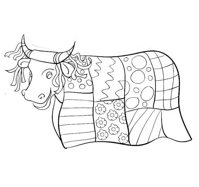 Desenho Simples de um Boi Bumbá para Imprimir e Pintar