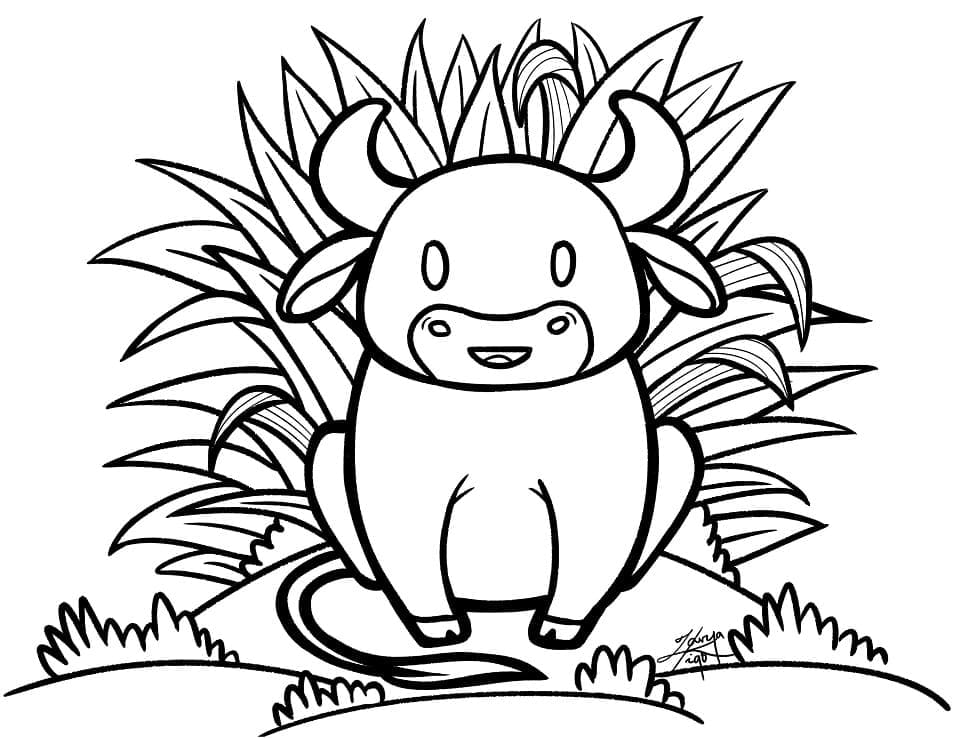Desenho de Boi Adorável para Colorir