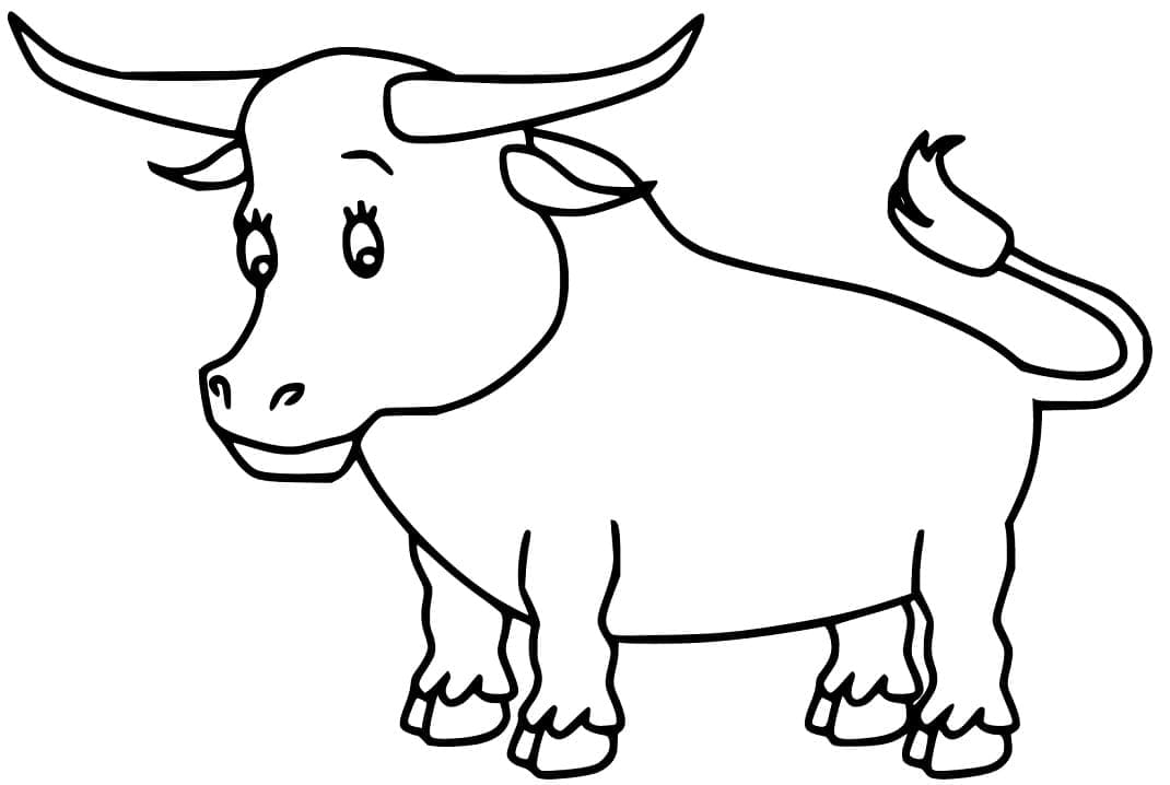 Desenho de um Pequeno Boi para Colorir