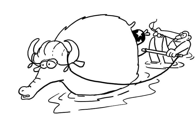 Desenho Imprimível de Boi Engraçado para Colorir