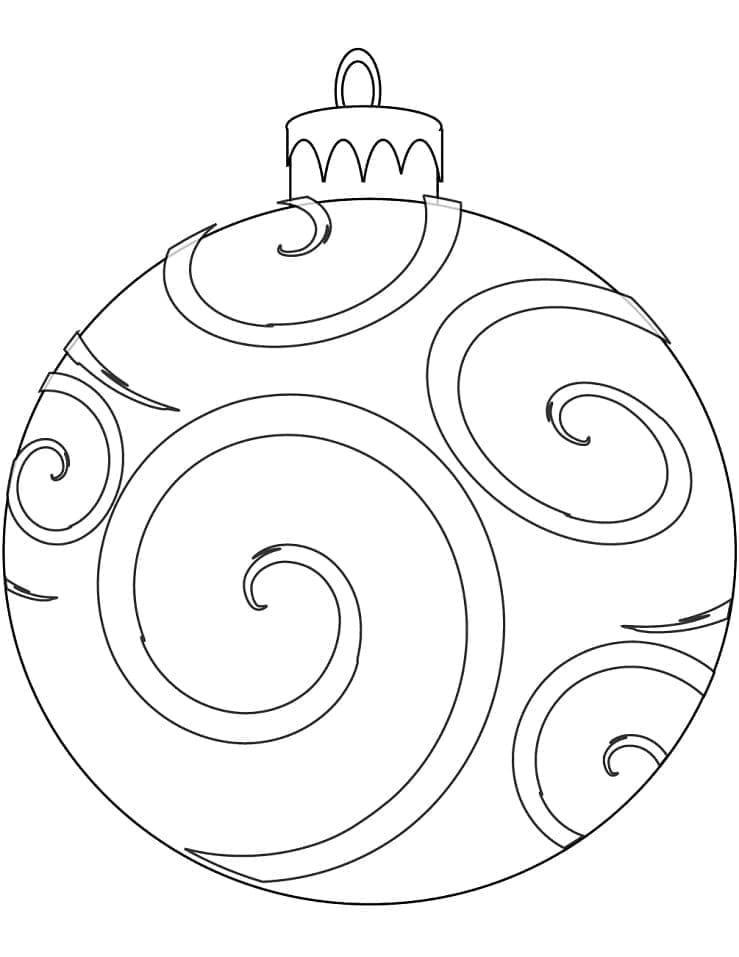Desenho de Bola de Natal com Detalhes Finos para Colorir Pdf Grátis e Pintar