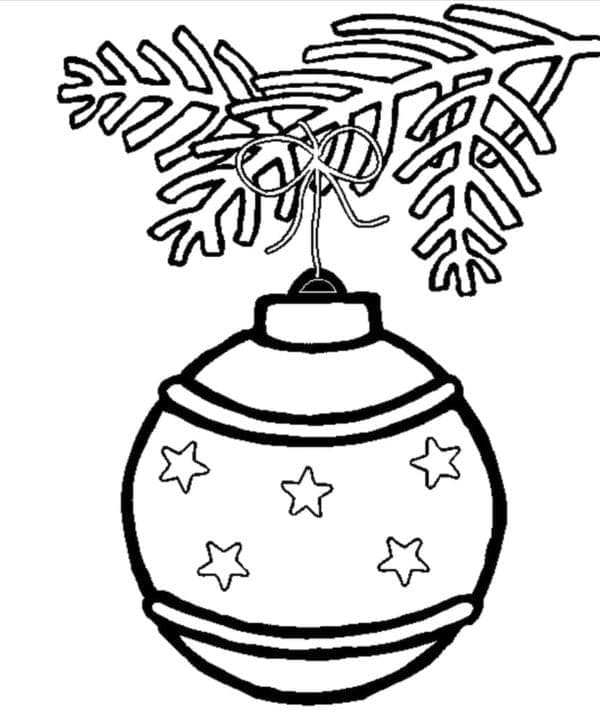 Desenho de Bola de Natal com Estrelas para Colorir e Pintar