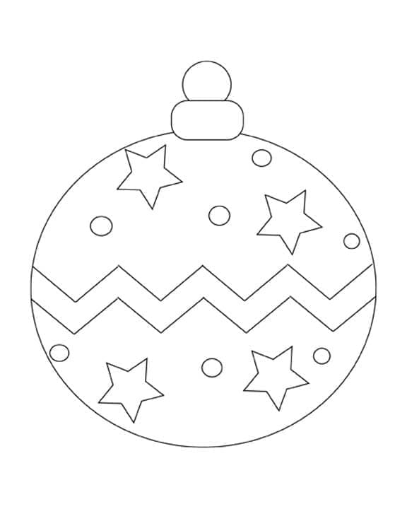 Desenho de Bola de Natal Decorada para Colorir e Imprimir e Pintar
