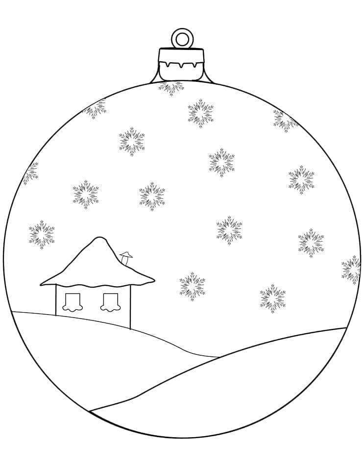 Desenho de Bola de Natal Grande para Colorir e Imprimir em Pdf e Pintar