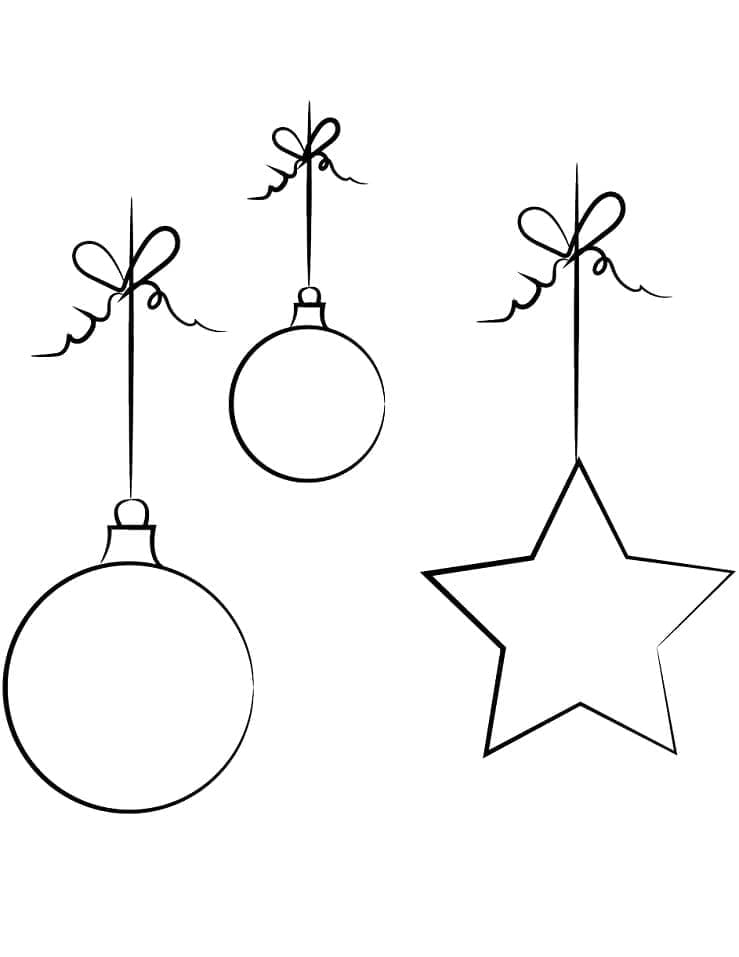 Desenho de Bolas de Natal Simples para Colorir e Pintar