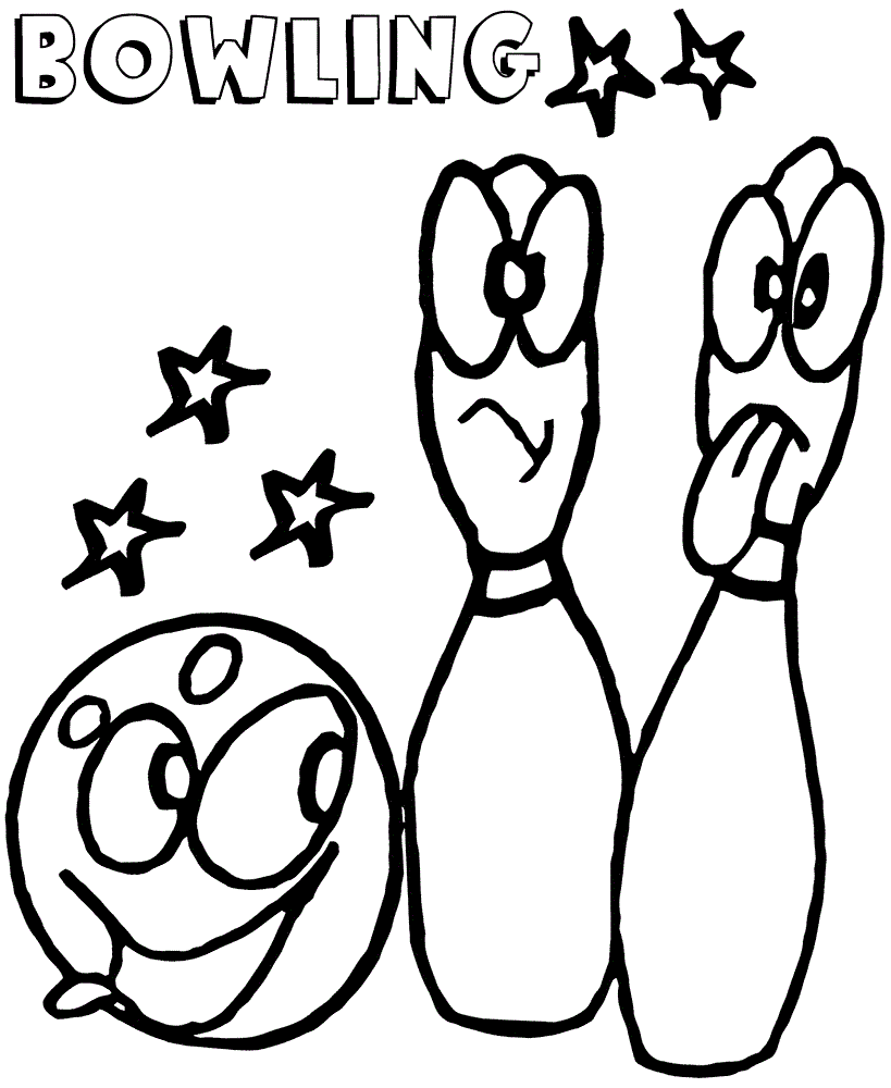 Desenho de Pinos de Boliche Tontos após Serem Derrubados para Pintar