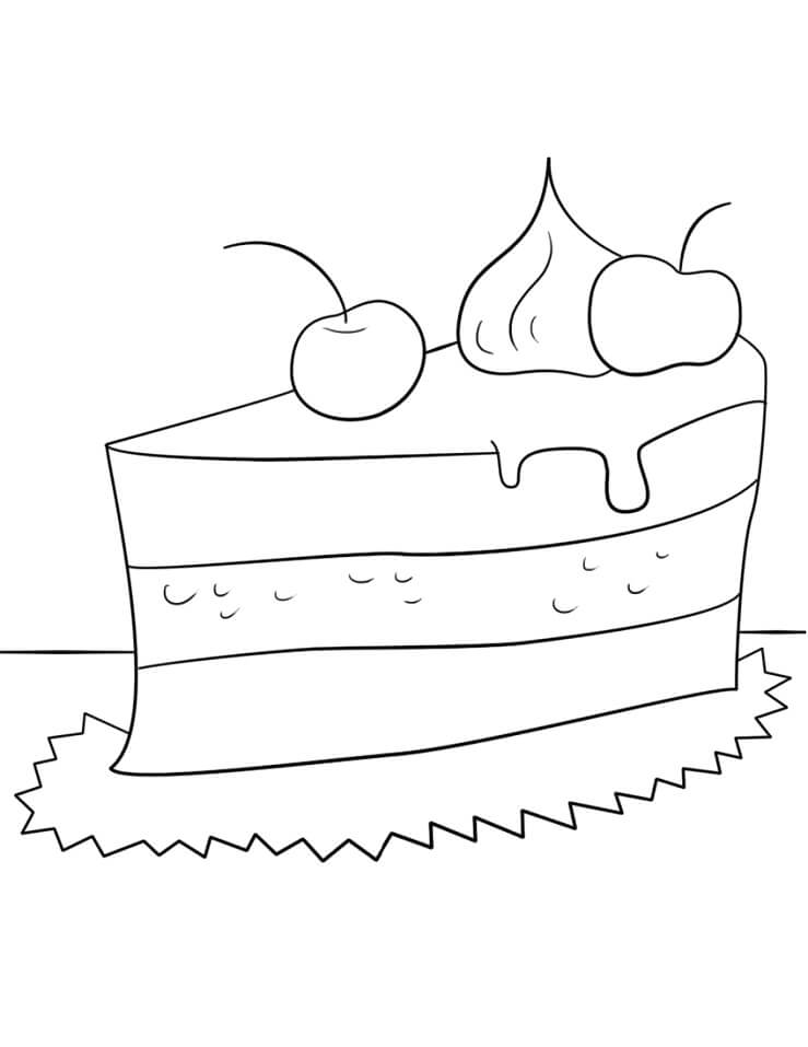 Desenho de Bolo de Cereja para Colorir Imprimivel e Pintar