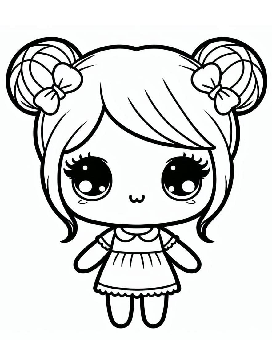 Desenhos de Bonecas Kawaii para Colorir
