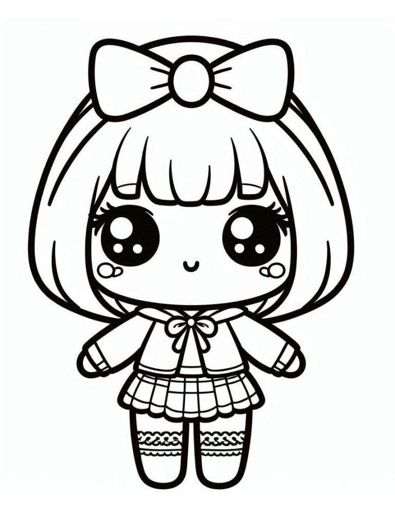 Desenho de uma Kawaii Boneca para Colorir
