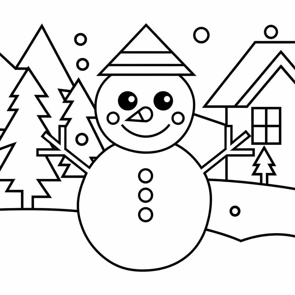 Desenho de Boneco de Neve Simples para Colorir