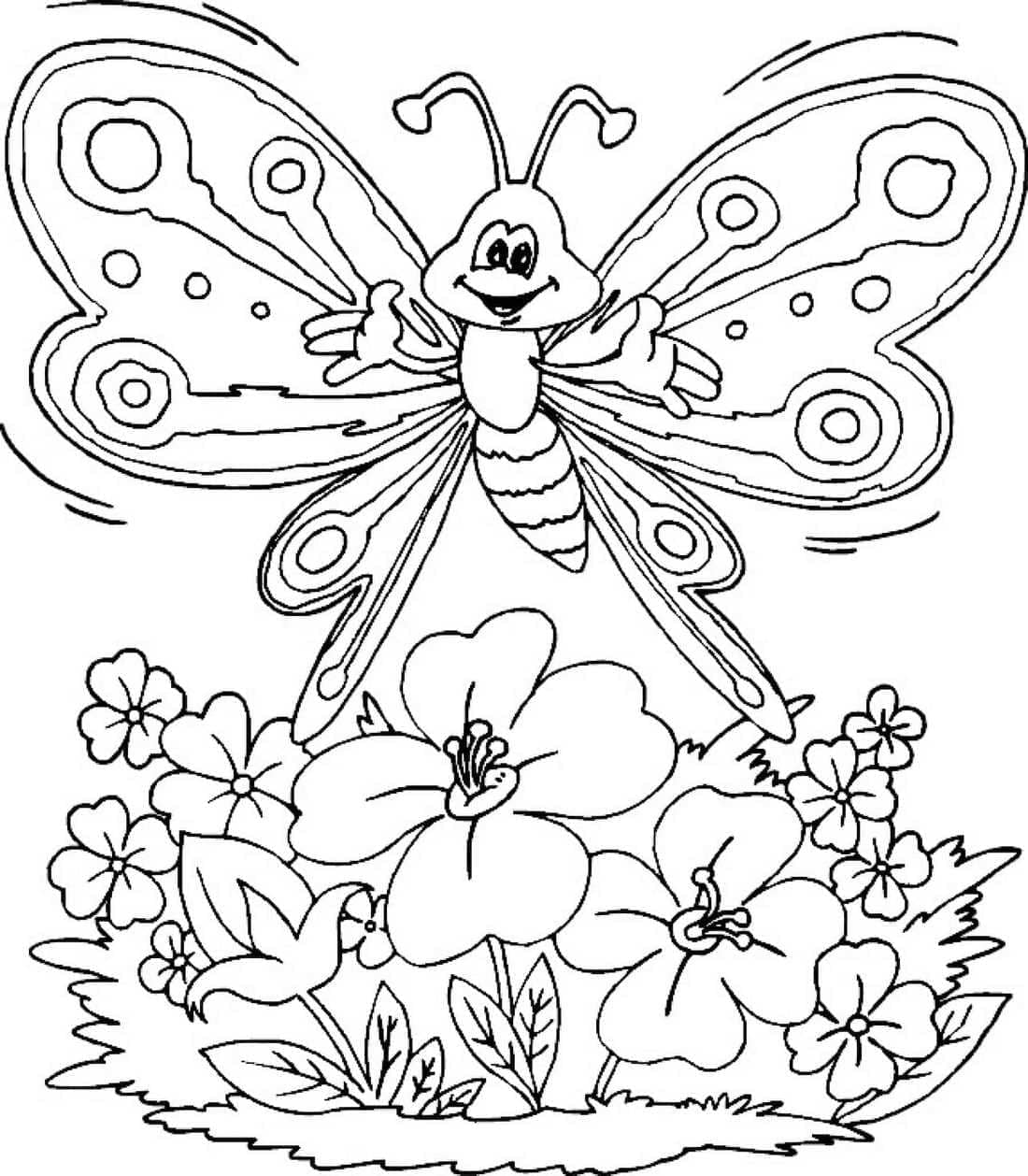 Desenho de Borboleta Animada para Colorir e Pintar