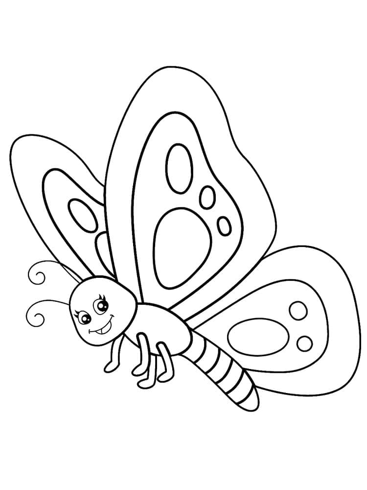 Desenho de Borboleta Muito Feliz para Colorir e Pintar